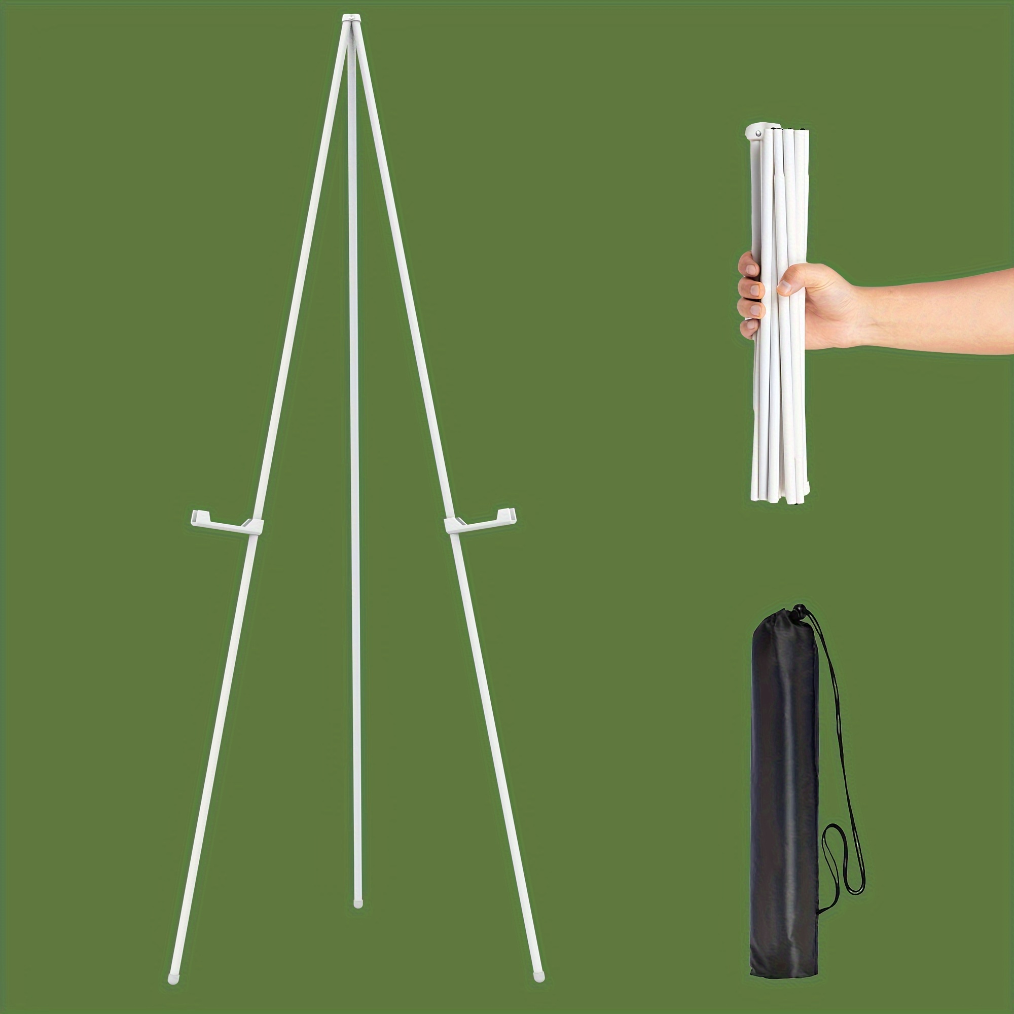 

New White Easel Stand For Display Wedding Sign & Poster - 63 Inches Tall Easels For Display Holder - Collapsable Portable Poster Easel - Floor Adjustable Metal Painting Easel Tripod