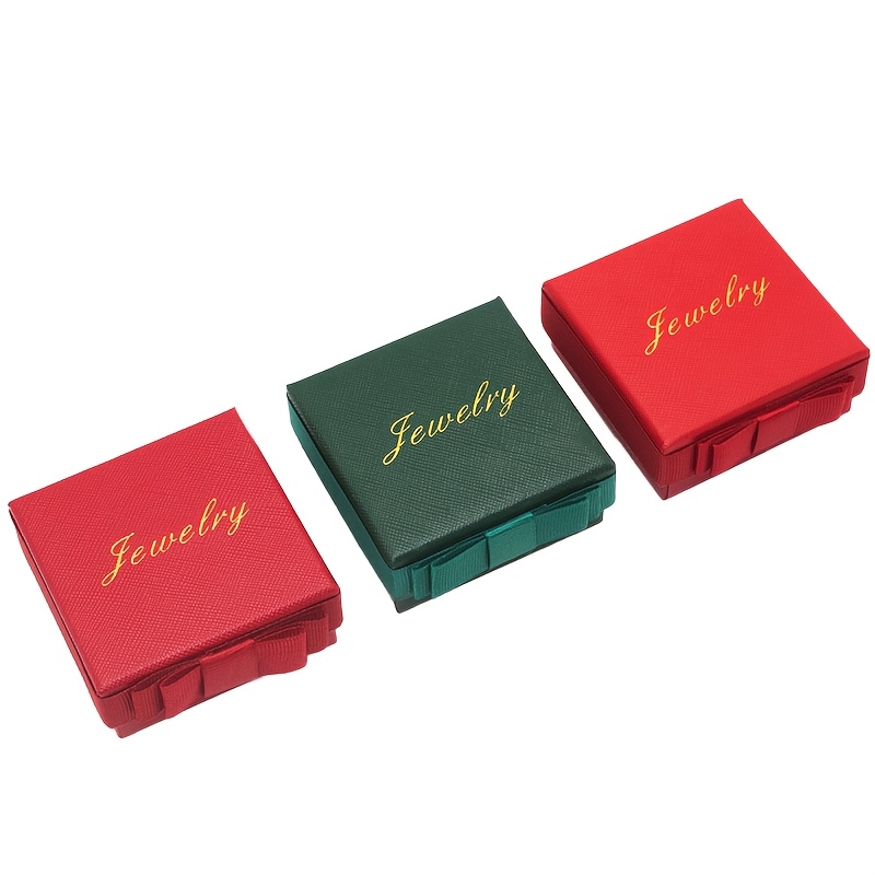 20pcs Bow Jewelry Box, Hot Foil English Square Paper Gift Box