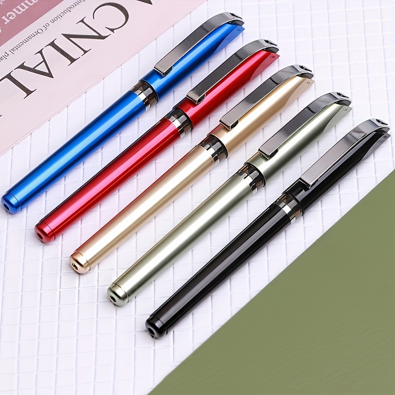 

5pcs Premium Metal Gel Pens, , & Smooth Writing For Business And Office Use - Ideal Back To School Gift Set, Pens For Writing