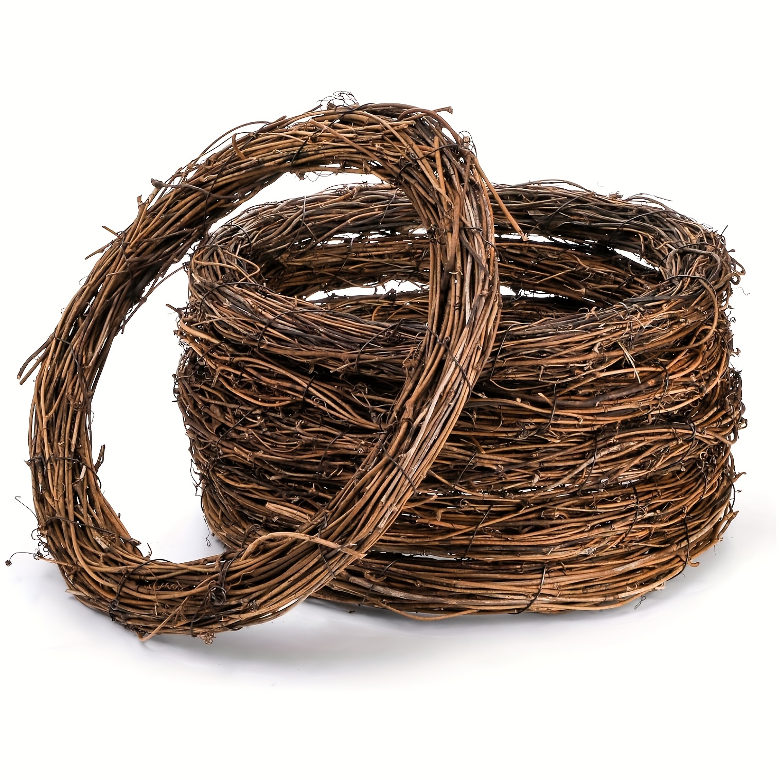 Image of 5pcs, 6 Inch Wreath Grapevine Wreath, Handcrafted Rustic Wreath Grapevine Garland Set For Seasonal Home Decor Diy Crafts And Wedding Home Decor