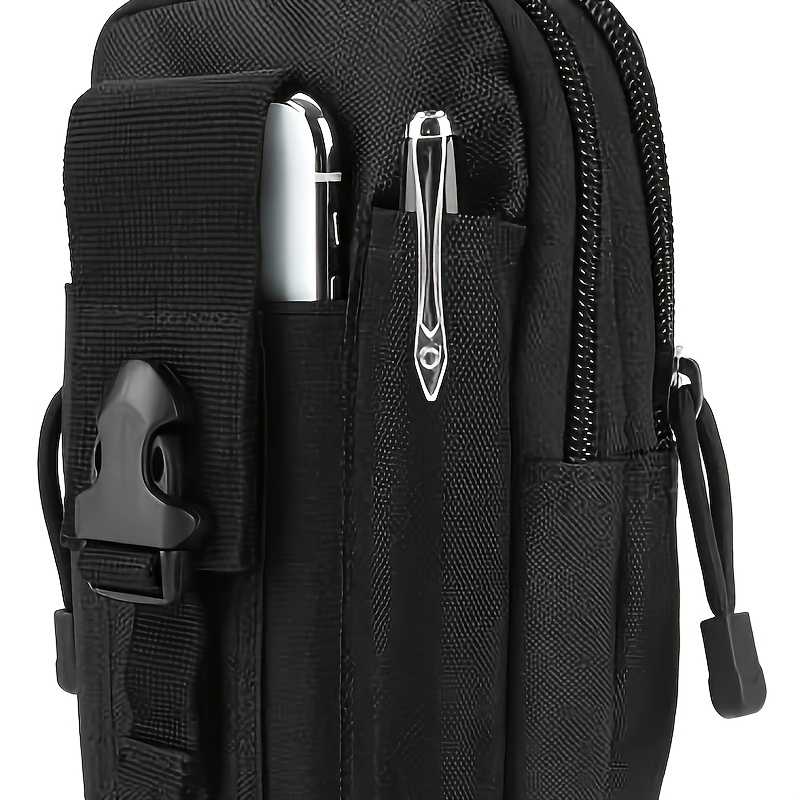 TEMU 1pc Customizable Name And Logo Men's Tactical Slim Waist Pack - High-quality Oxford Fabric, Adjustable Shoulder Strap, Multiple Pockets For