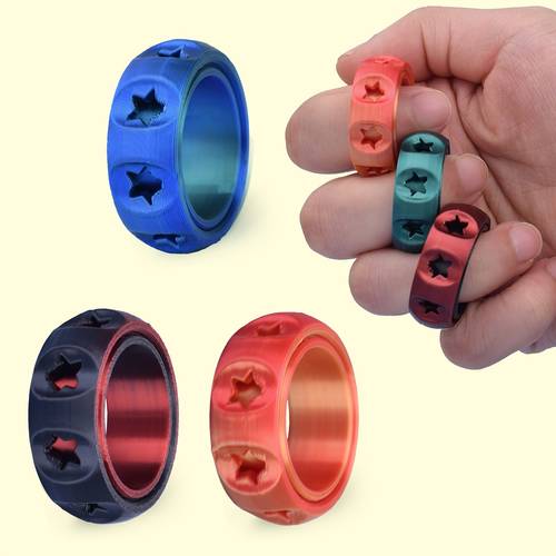 3pcs stress relief spinning rings fidget spinning sensory rings gyroscopic fidget rings portable stress relief toys for office and travel classroom use