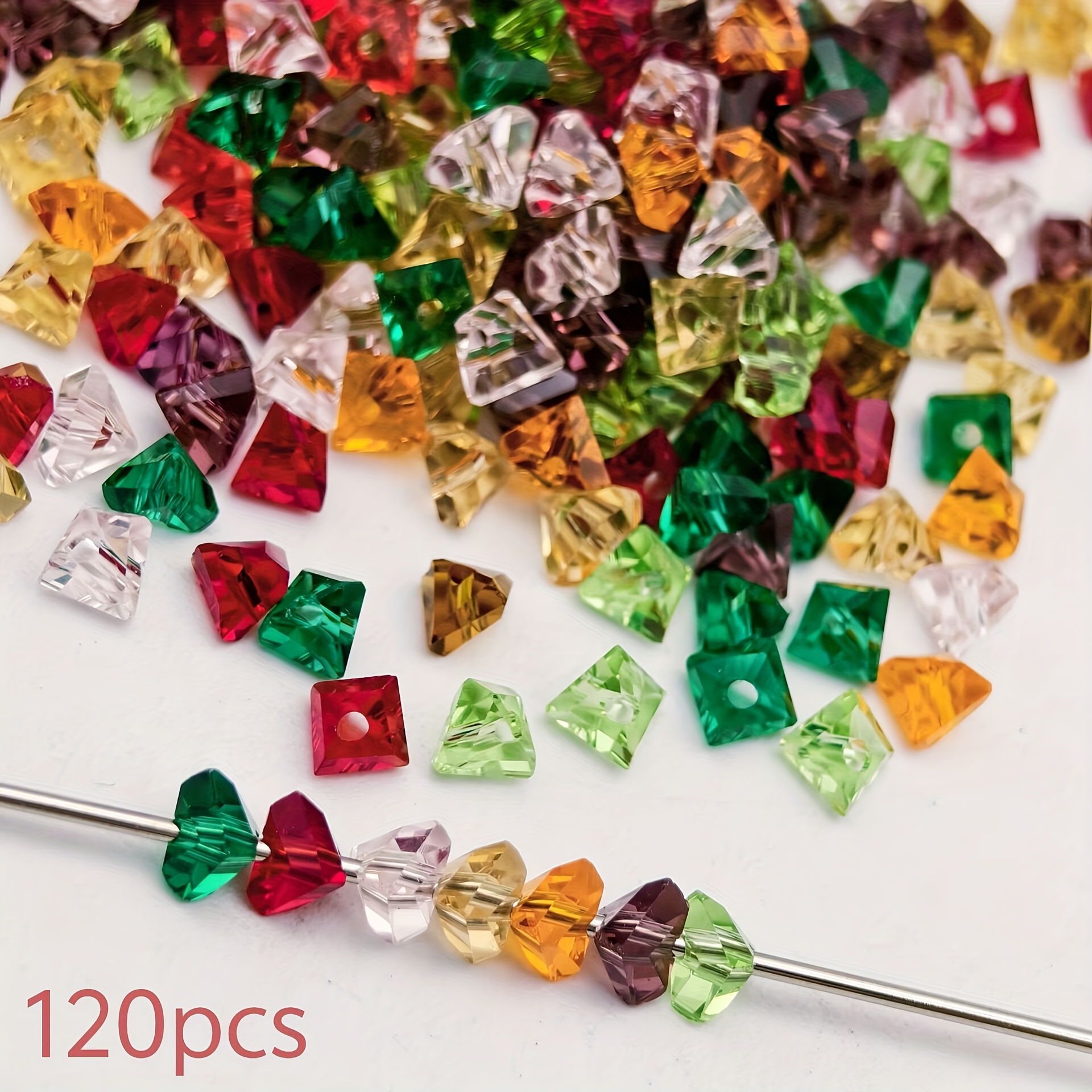 E-shop 5mm Glas Dreieck Perlen Rhombus Perlen Transparente Spitzperlen Handgefertigte Perlen Ohrringe Armband Dekorative Verzierungen