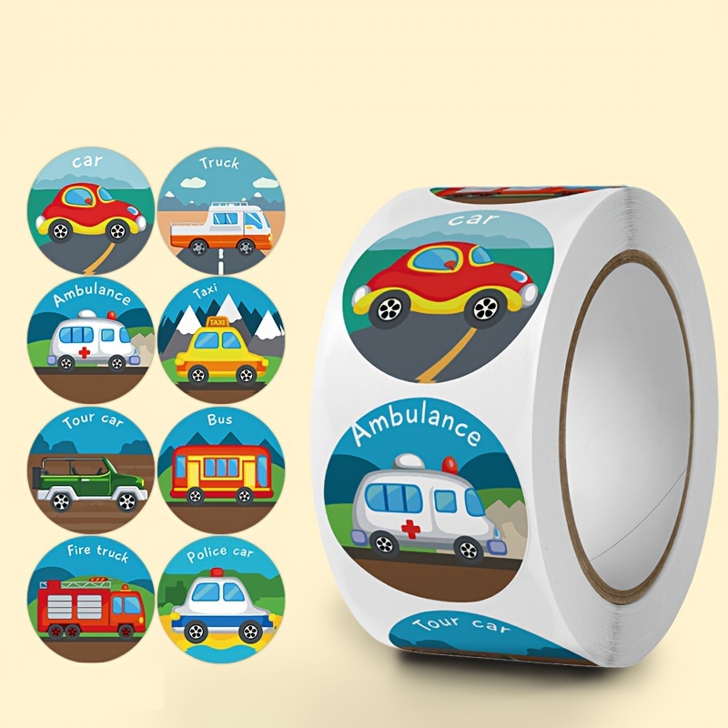 

500pcs Transportation-themed Car Stickers - Waterproof, Self-adhesive Labels For & Office Decor, Learning, Sealing, Office Stationery Gift Decoration