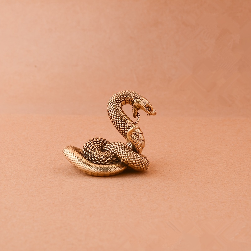 

Brass Snake Statue - Decor, Charm Desk Ornament, Zodiac Snake Miniature Craft, Snake Jewelry, Tea, Bronze