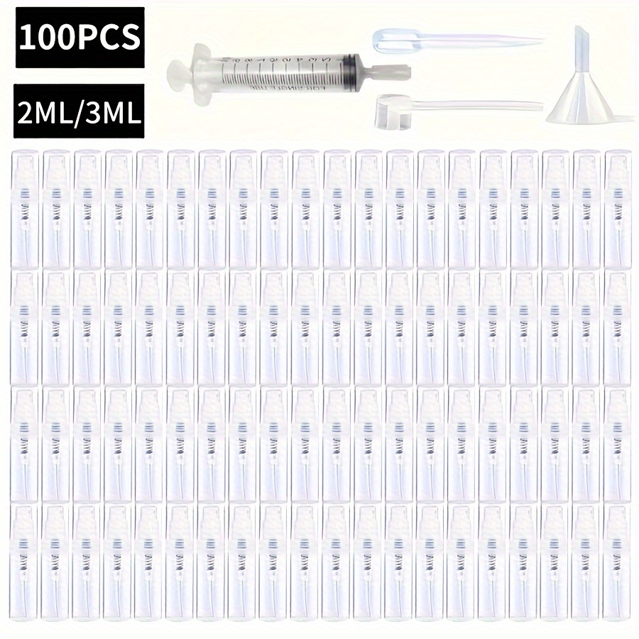 

100pcs 2ml/3ml Bottles - Unscented, Bpa-free Clear Refillable Atomizers Mist & For & , Leakproof