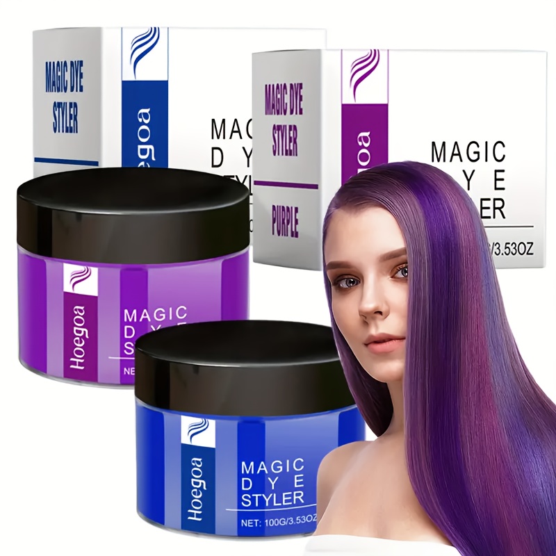 TEMU + Purple Hair Cream, Easy To Color, Daily Cosplay Halloween Christmas New Year Birthday Party Use Halloween,