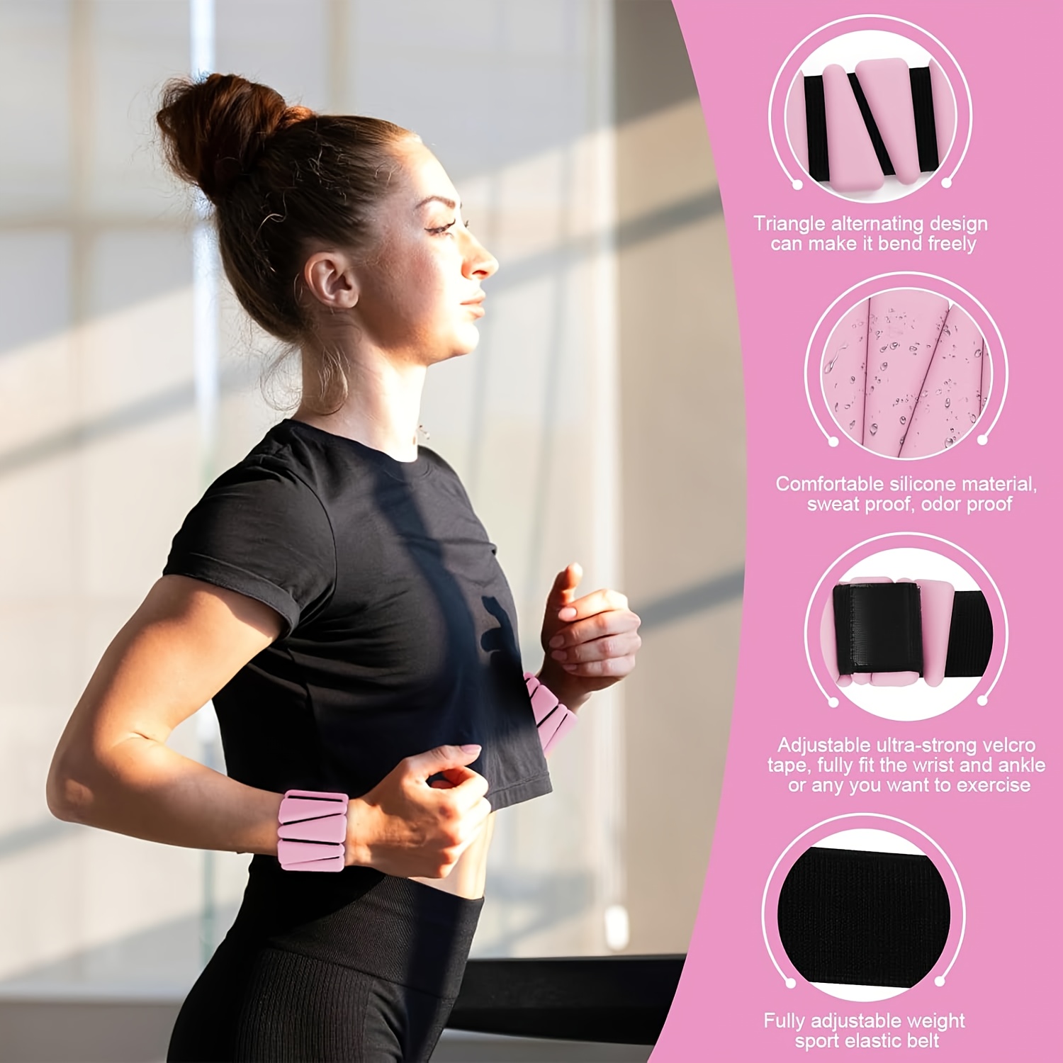 1 Pair of Weighted Wristbands, Total Weight 1 Lb / Approximately 225 Grams Each. Ideal for Muscle Building and Shaping, Essential for Running, Yoga, and Full-body Workouts. Unisex Design, Perfect as a Valentine's Day Gift. Enhances Training