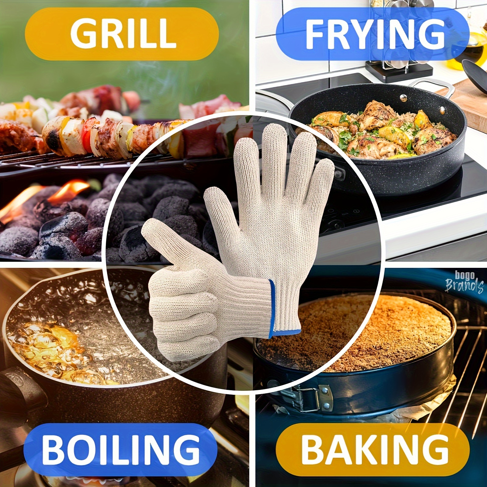 

Gemmaart Bbq & Baking Gloves - Double-layered, Heat-resistant Oven Mitts For Grilling, Frying & Cooking - Durable Cotton Blend, Hand Wash Only Heat Resistant Gloves For Cooking