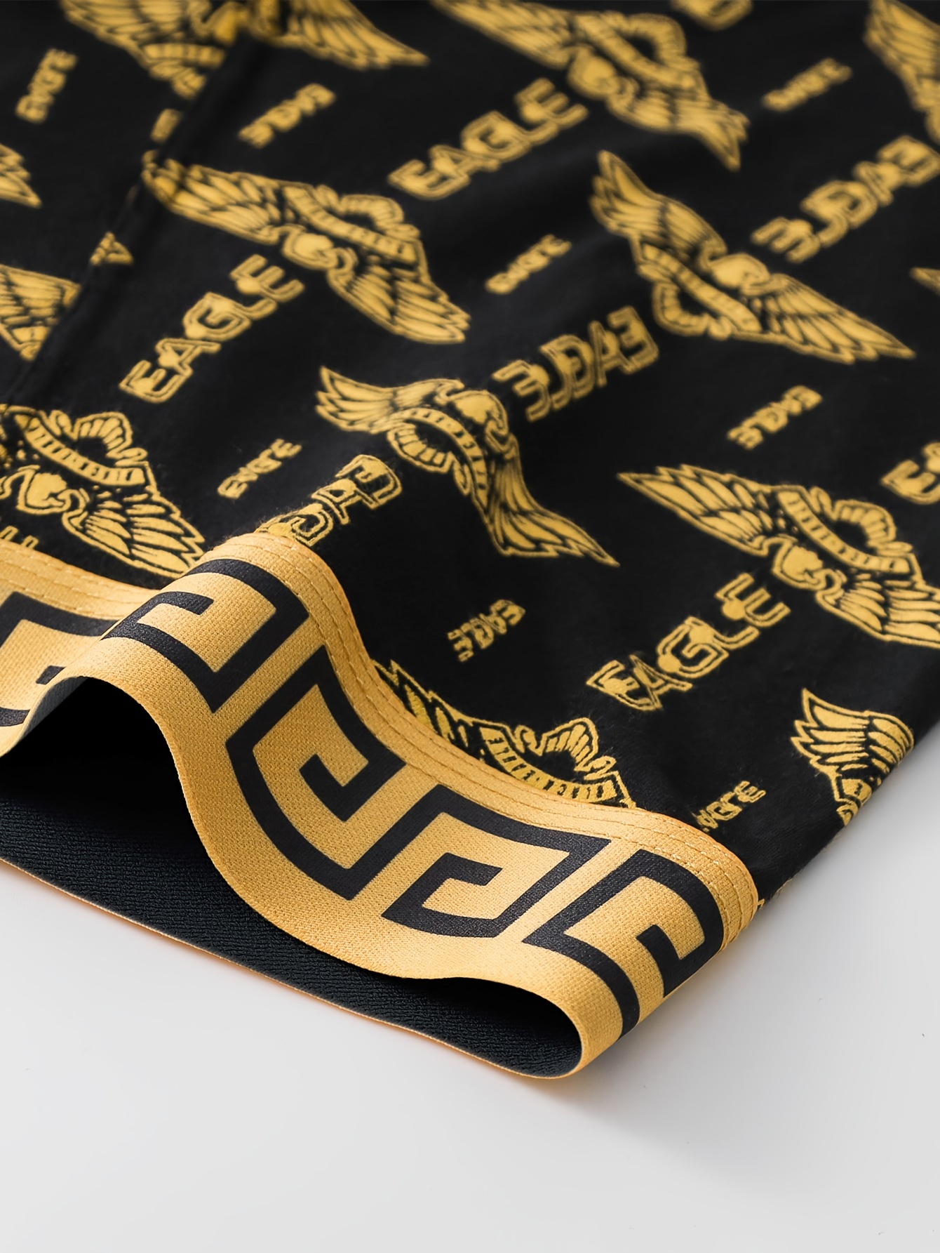 1pc Men's Flat Corner Underwear Black Golden Luxury Breathable High Elastic Underwear