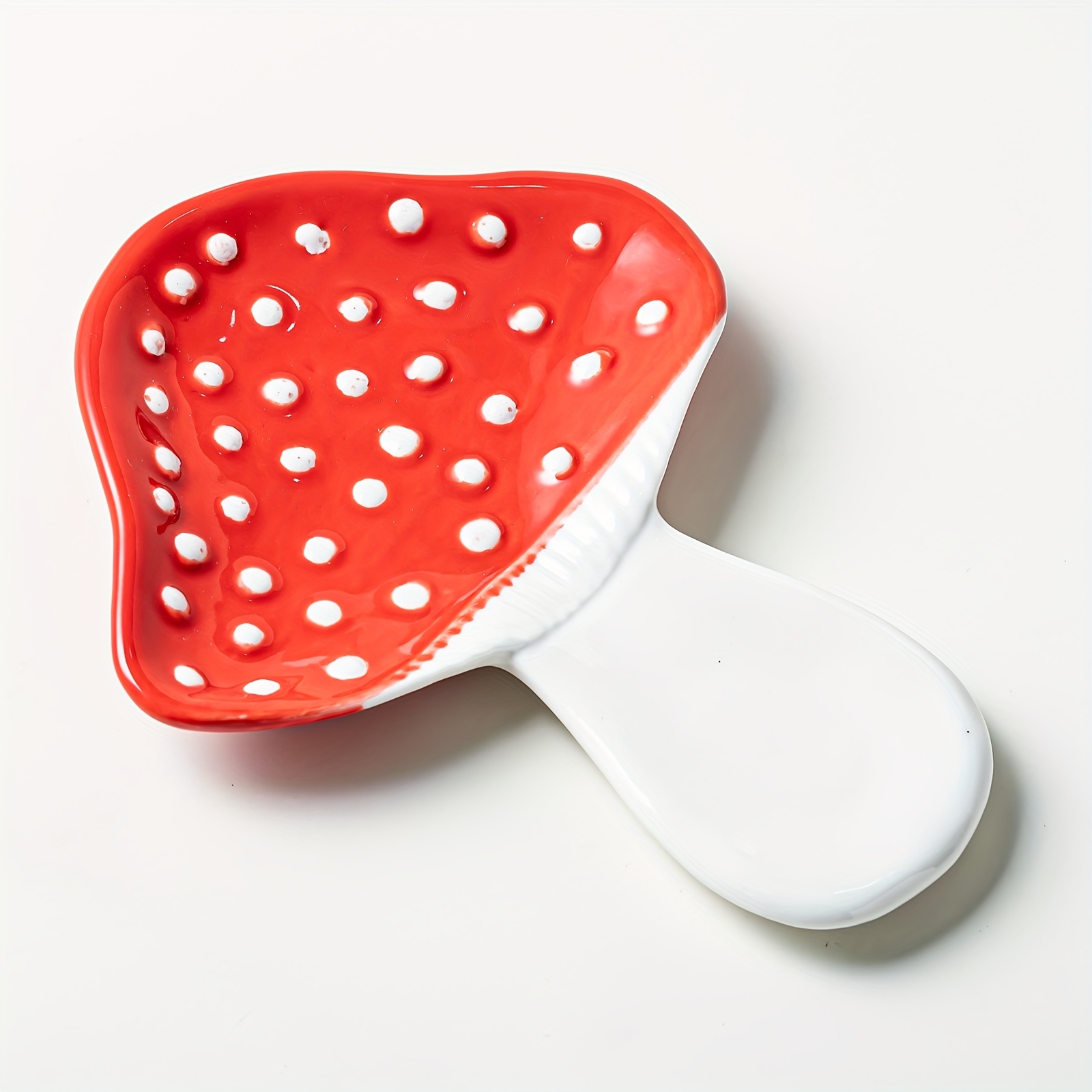 Image of 1pc Ceramic Mushroom Shaped Spoon Holder, Cute And , Suitable For Stove Top And Kitchen Countertop, Tool Holder For , , Spatula Holder And Cutlery Holder