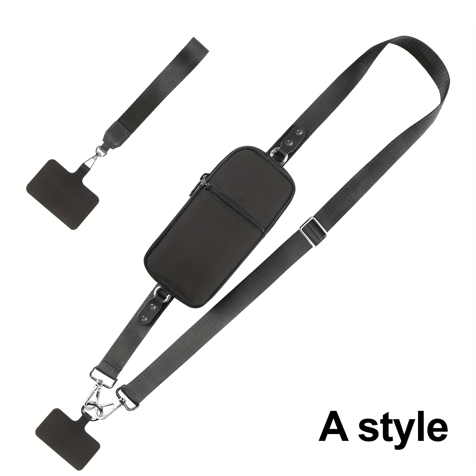 E-shop Ein vielseitiges Reiseaccessoire mit einem schwarzen, verstellbaren Umhängeband für Handys, einer Münzfach-Geldbörse und einem