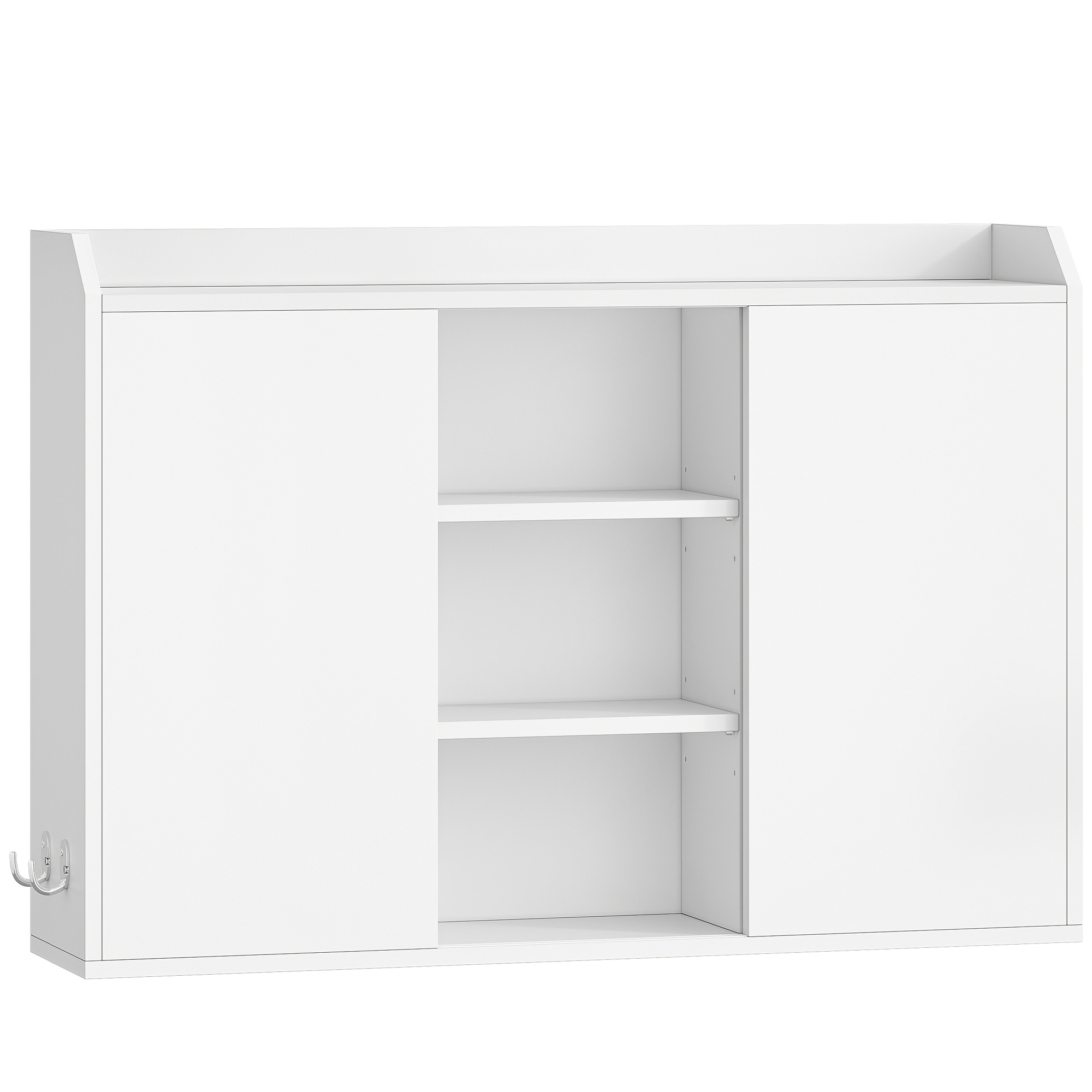 Cabinet For Wall Installation Featuring Adjustable Shelves, Sliding Doors, And Open Shelving, Suitable For Bathrooms And Kitchens, Measuring 20 X Cm, In