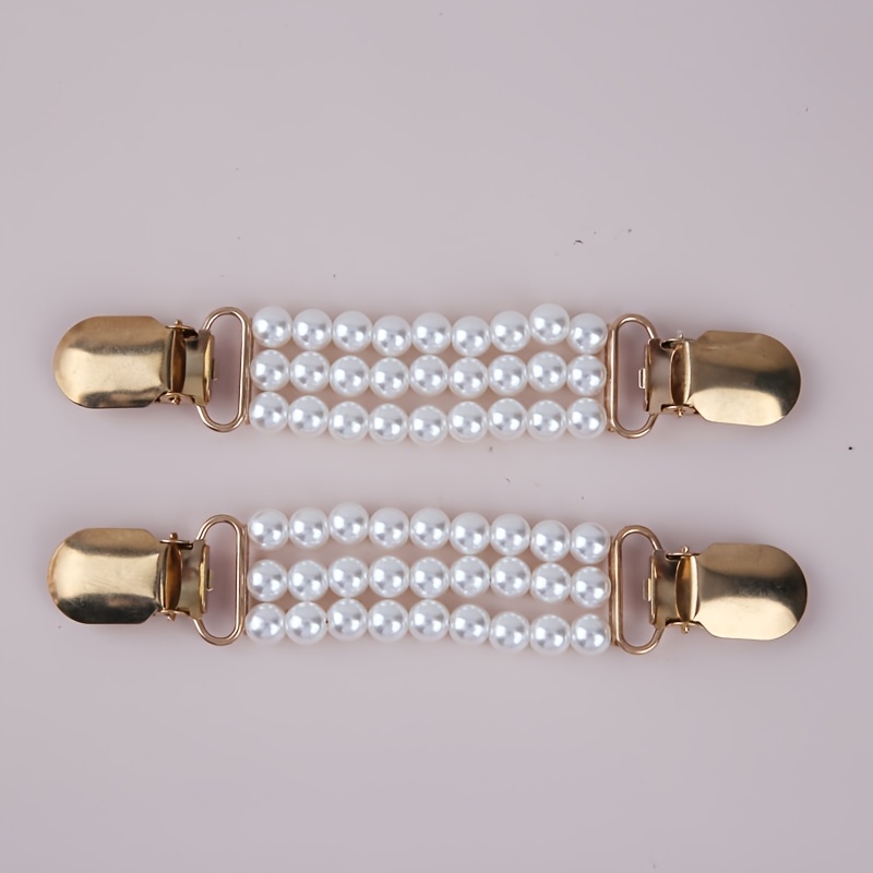 TEMU Juego de 2 broches de de perlas para suéter, cierres dorados para cárdigan, elegantes broches de perlas para chal, regalo ideal para de la para