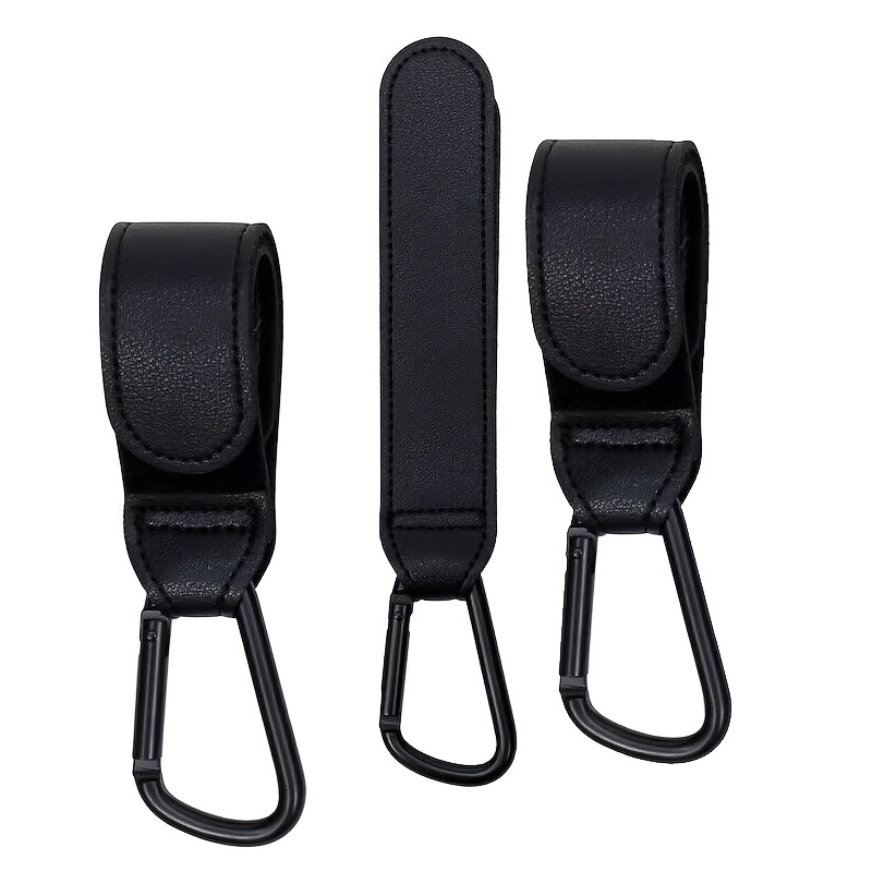 TEMU de cuero sintético para cochecito, ganchos para manija de cochecito, correas