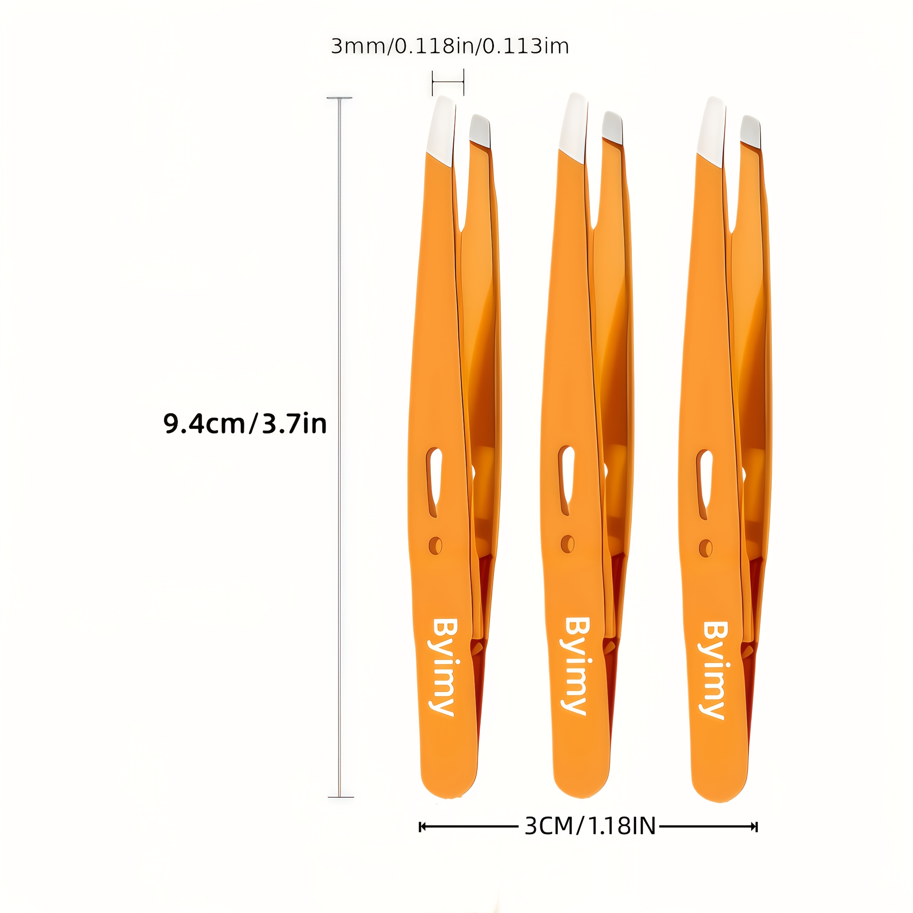 TEMU Byimy Brand 3pcs Stainless Steel Eyebrow Tweezers, Hair Removal Tweezers, For Beard Plucking, Slant Tip Eyebrow Tweezers, Beard Tweezers, Hair