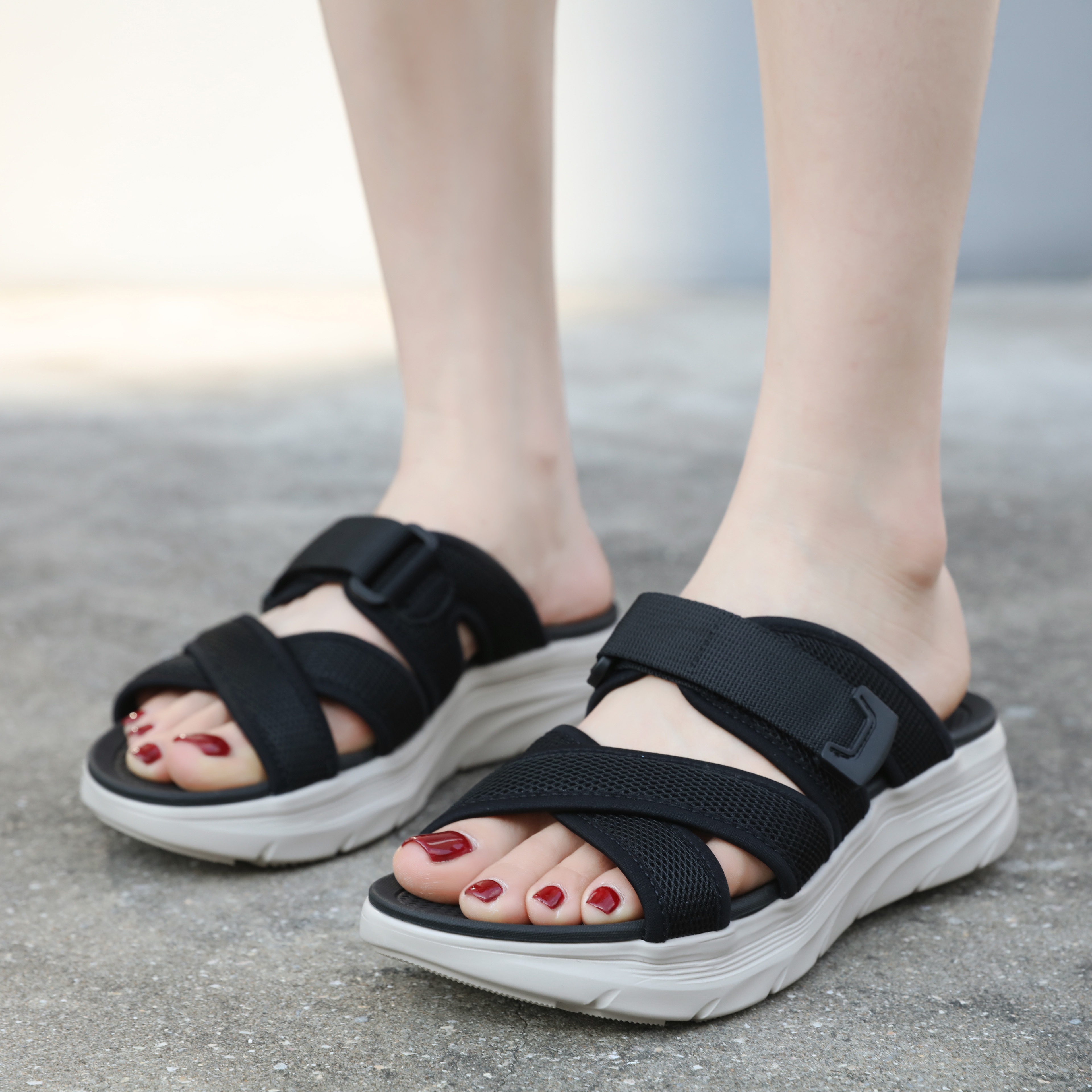 womens summer beach slides casual open toe platform sandals with   ankle strap and comfortable eva insole   vacation and outdoor activities beach footwear platform heel sandals fabric upper sandals beach accessorie Product details 7