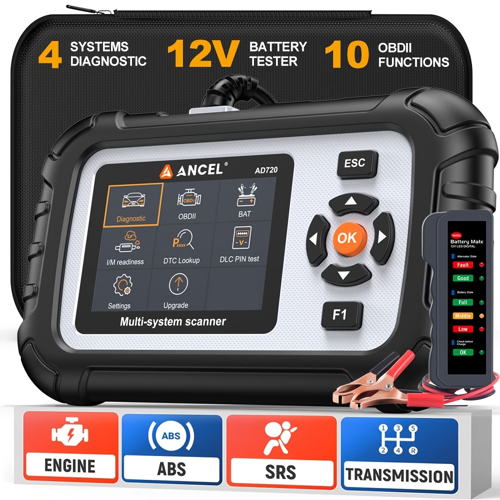 Ancel Ad720 +bm310 Battery Tester, Car Scanner Auto Diagnostic Reader Abs Srs Transmission Engine With Comeplete Battery Test, Free