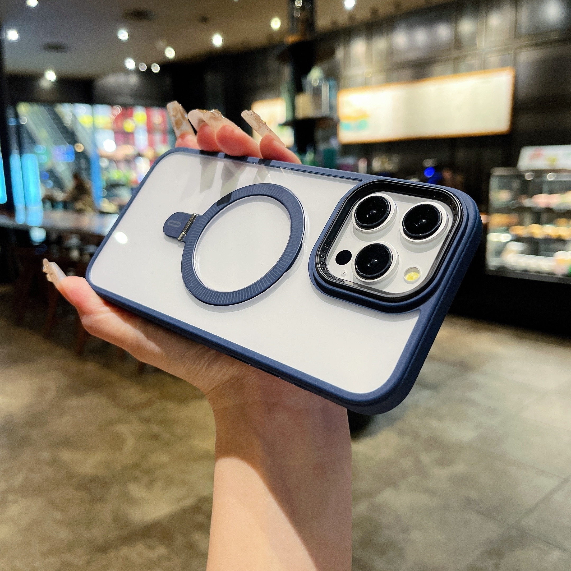 Suitable For Case For 16promax 16pro 16Plus 16 Transparent HD Shockproof Protective Magnetic Cell Phone Cover, Foldable Phone Holder On The Back_voghion.com