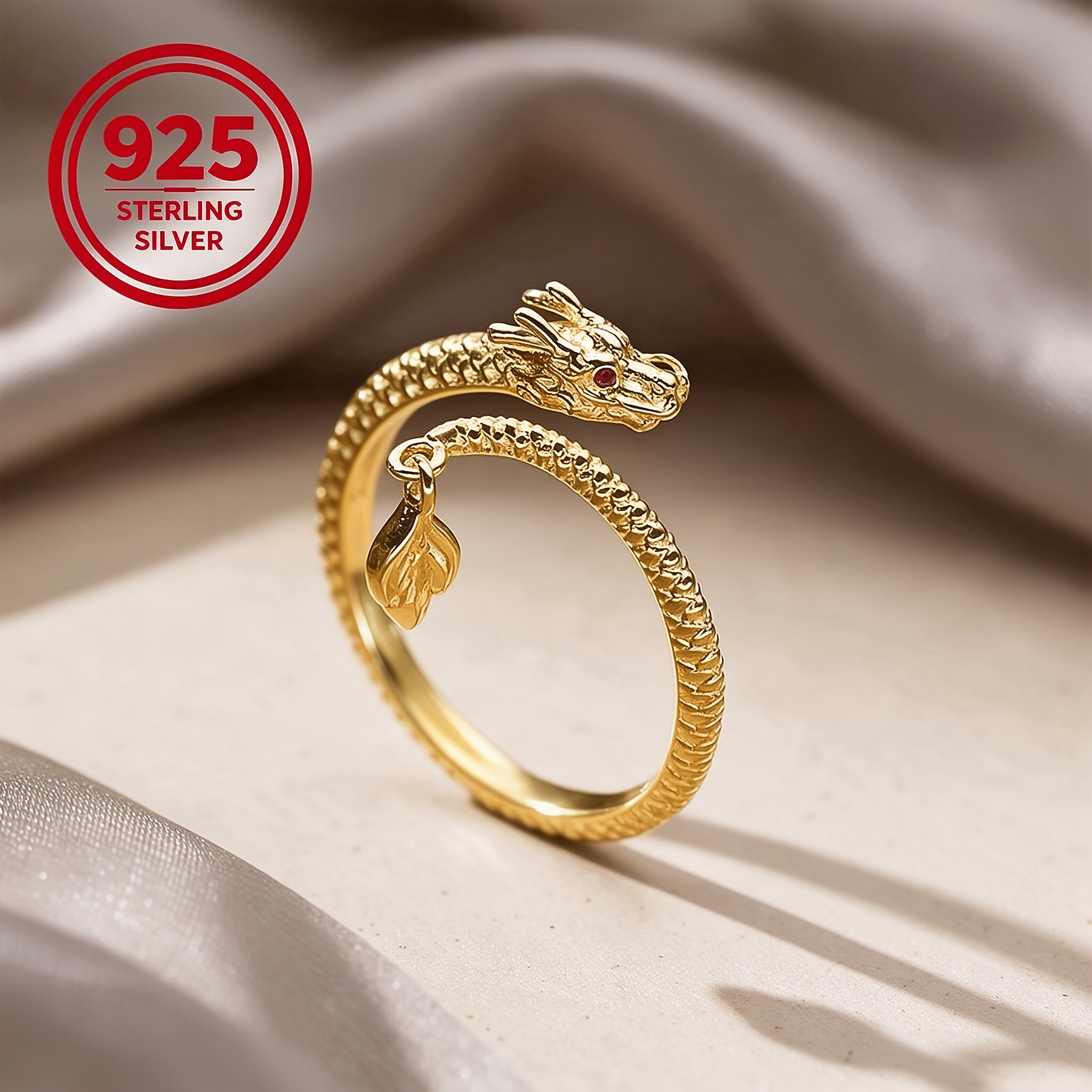 Women's Adjustable Open Dragon Tail Ring, Creative Design