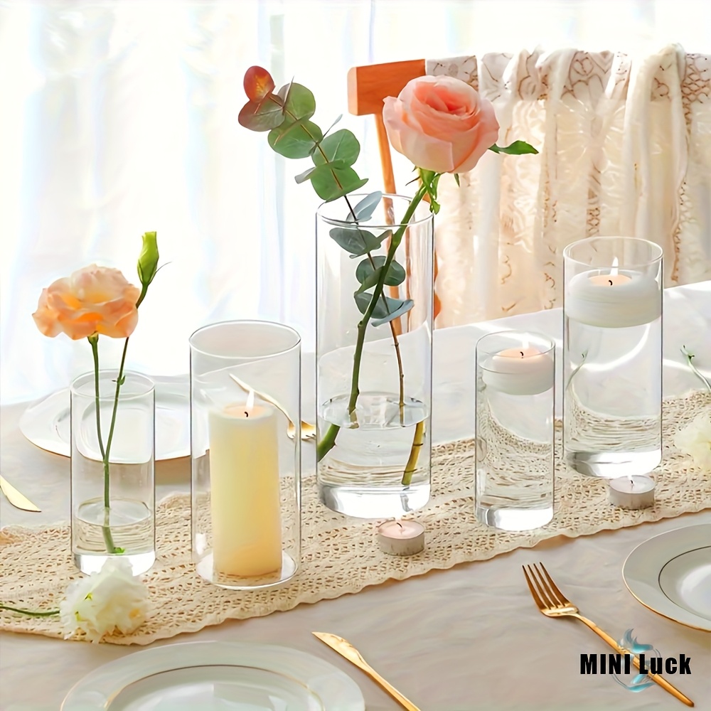 NITIME Lot De 12 Bougeoirs En Verre Transparent - Photophores Élégants Pour Mariage, Décoration Intérieure Et Fêtes