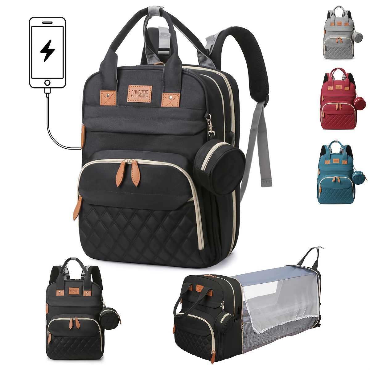 large dual layer insulated diaper backpack for moms multi functional travel bag with multiple pockets softshell polyester   in black blue green yellow ideal gift for her diapers bag
