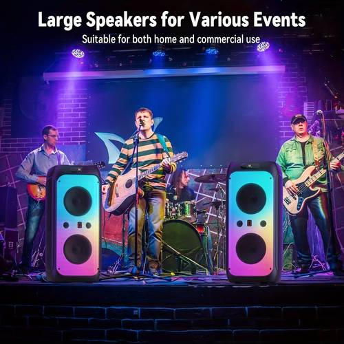 portable karaoke machine with 2 microphones wireless wireless speaker subwoofers colorful show battery powered t12 t model for parties outdoor and live events event microphones multifunctional sleek microphones