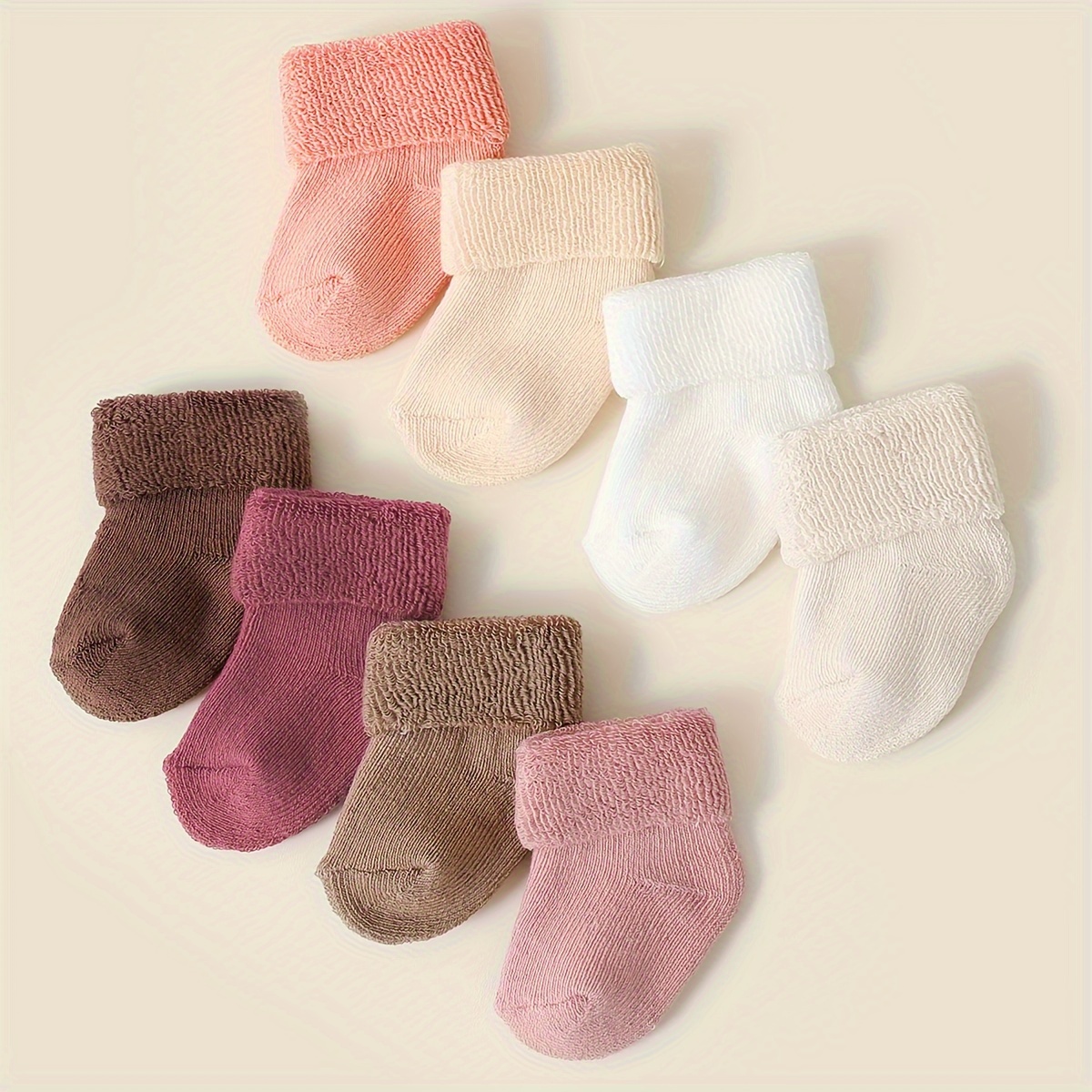 4/8-Pair Children's Socks for Boys and Girls, Thickened Warm Autumn/Winter Terry Cloth Socks for Newborn Babies, Candy-Colored Newborn Ankle Socks