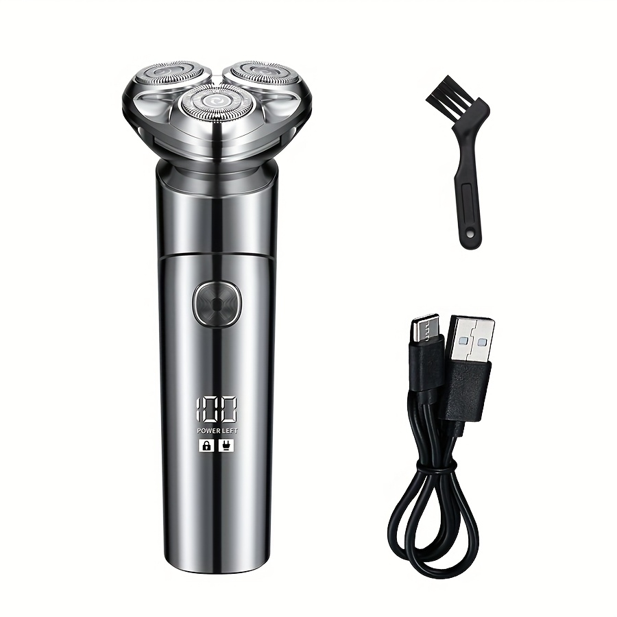 TEMU Shaver Men's Shave Electric Shaver Electric Shaver Type-c Usb Birthday Present For Rechargeable Electric Shaver Rotary 3 Blade Men