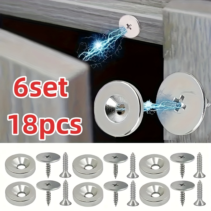 18/12/6pcs Cabinet Door Magnetic Closure Metal Magnetic Catch For Hidden Closing - Suitable For Materials, Kitchen Glass Doors, And Furniture Cabinets