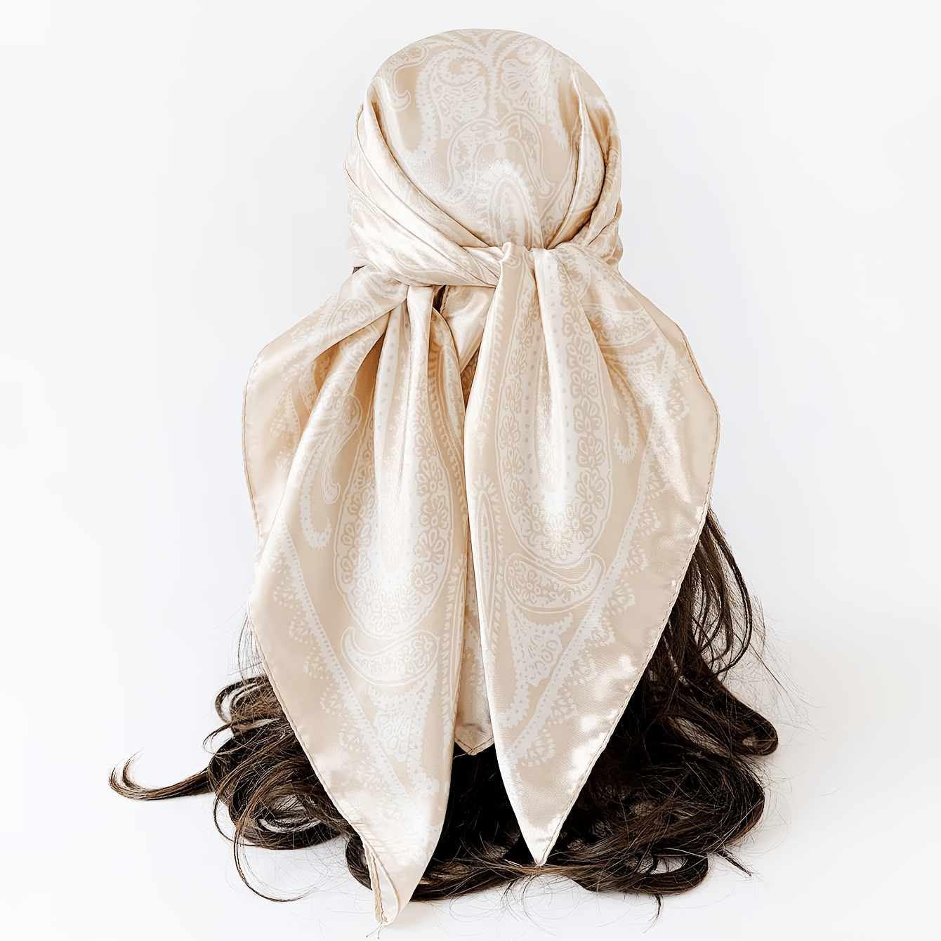Square Scarf Women Luxury 90cm Brand Satin Print Hijab Scarves Pareo Bandana Female Shawl Wrap Headband Foulard
