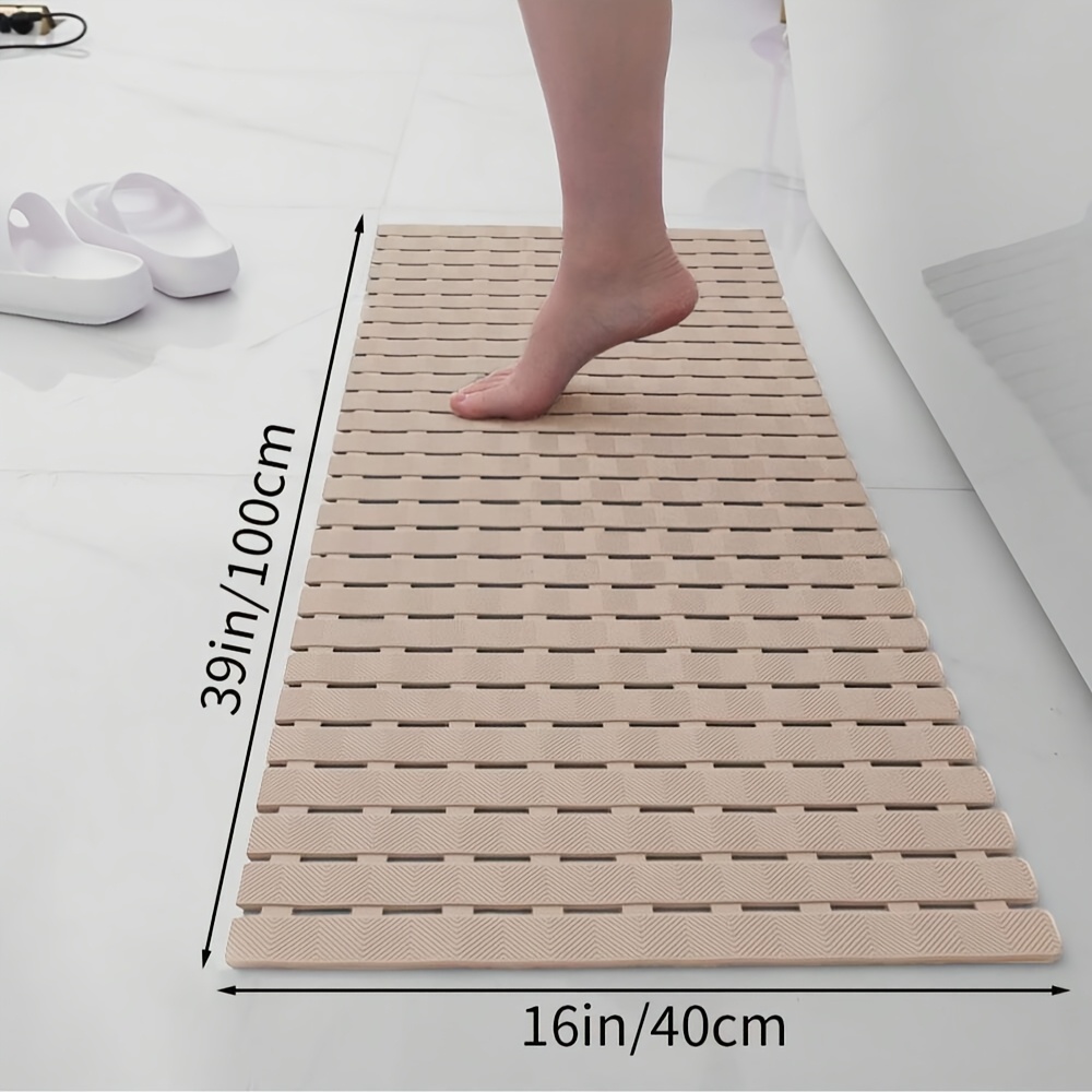 non slip pvc bathroom mat 16x39 inches quick dry waterproof easy drainage durable   floor mat for home shower bathroom kitchen and entryway bathroom floor mat rectangular floor mat pvc construction bathroom mat Product details 0
