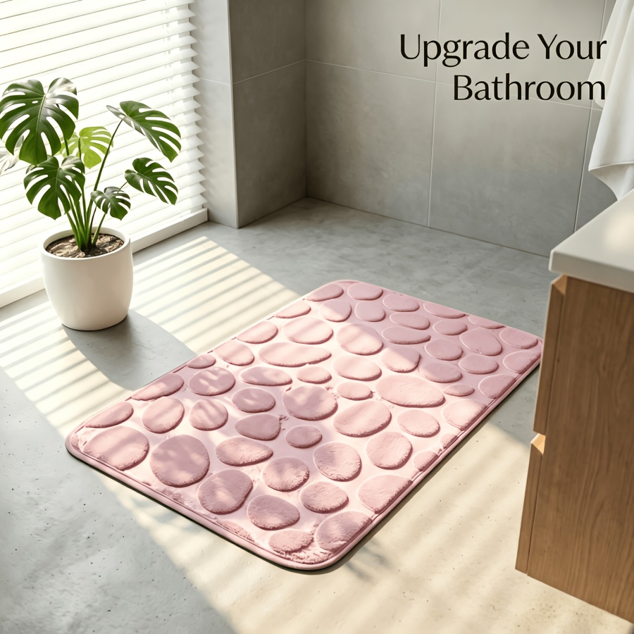 TEMU 1pc Easy And Memory Foam Velvet Bath Mat, Quick-drying Non-slip Bottom, Soft And Comfortable, Machine Washable, Bathroom Decor, Modern Bathroom