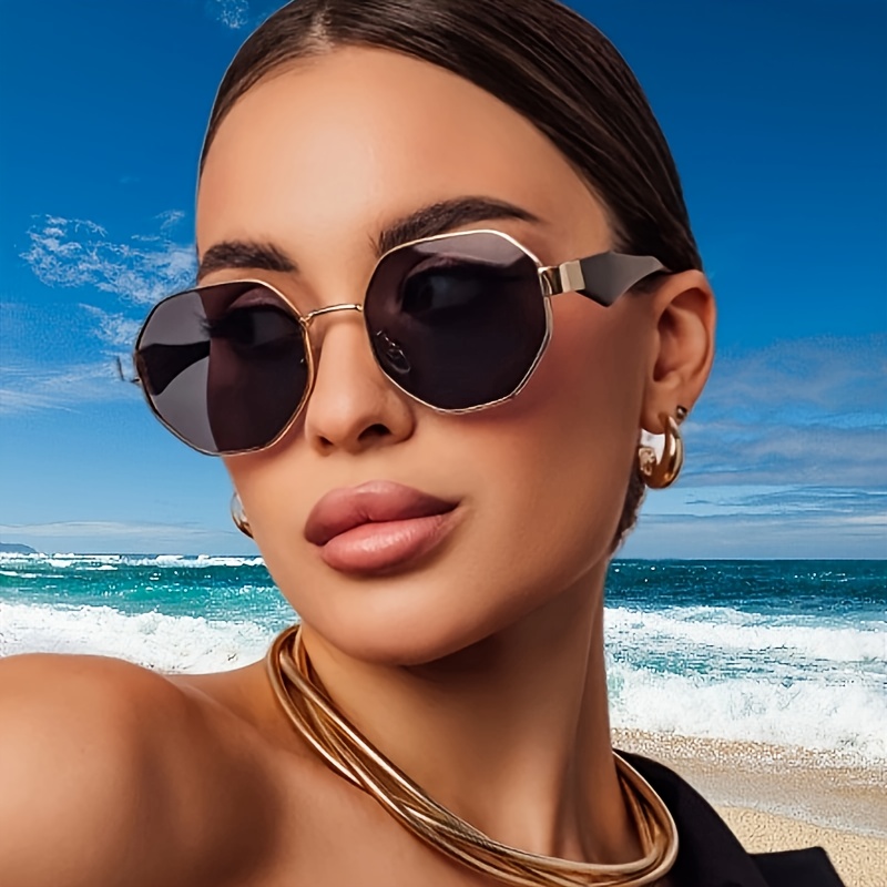 gafas moda retro lujo mujer lentes color dorado temu Temu Ecuador