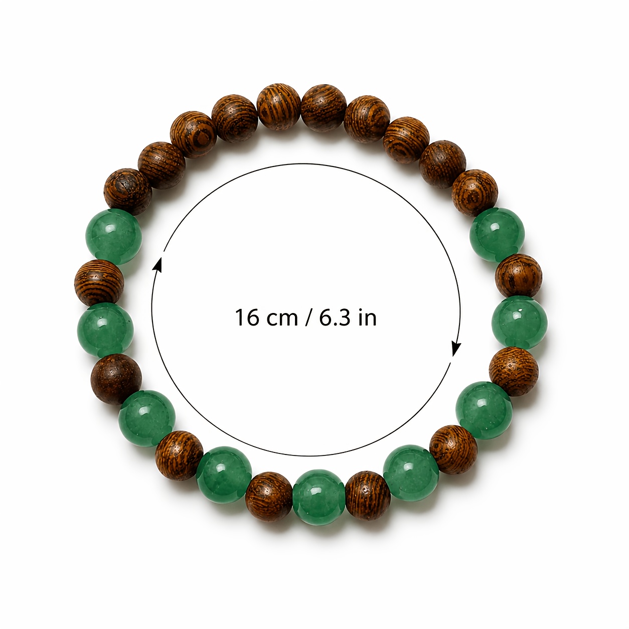 Vintage Bohemian Green Wood Grain Beaded Bracelet, Versatile Wear