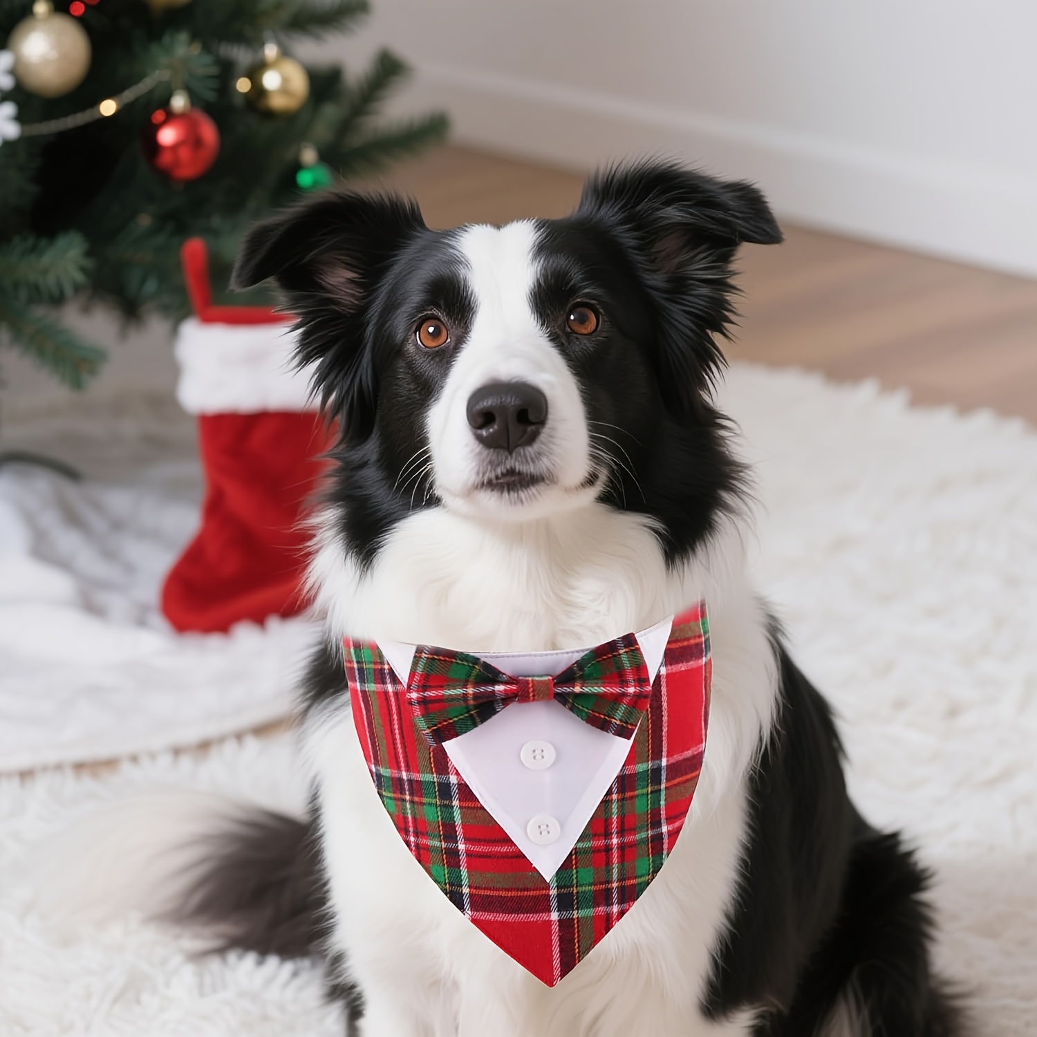 Plaid Bow Tie Pet Collar for Festivals and Special Occasions