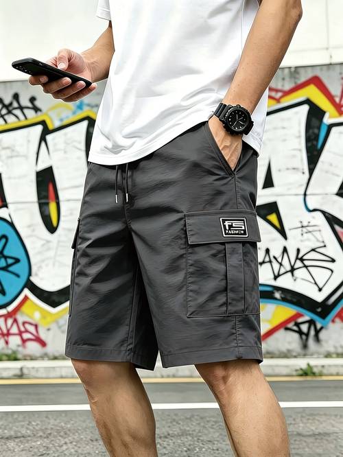 3pcs mens and unisex cargo shorts relaxed fit with drawstring waist multi functional pockets lightweight non stretch polyester fabric suitable for fitness hiking and daily wear spring summer casual shorts hand washable for men
