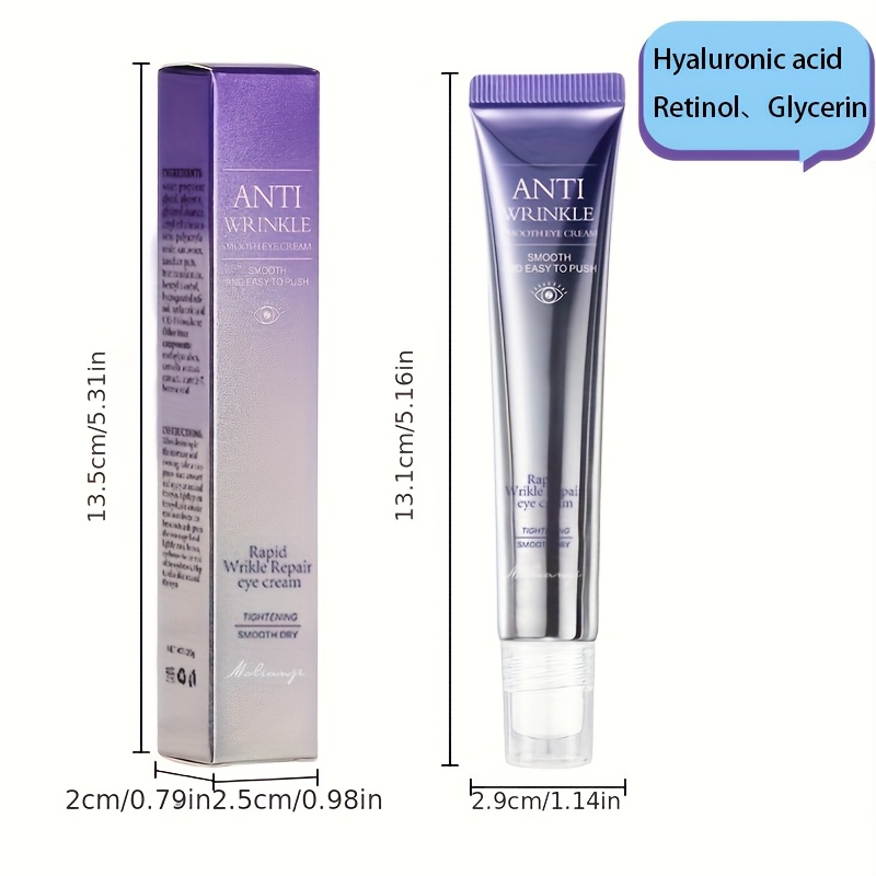 Această cremă de ochi conține retinol și acid hialuronic pentru hidratare profundă și hrănirea pielii din jurul ochilor, cu o greutate totală de