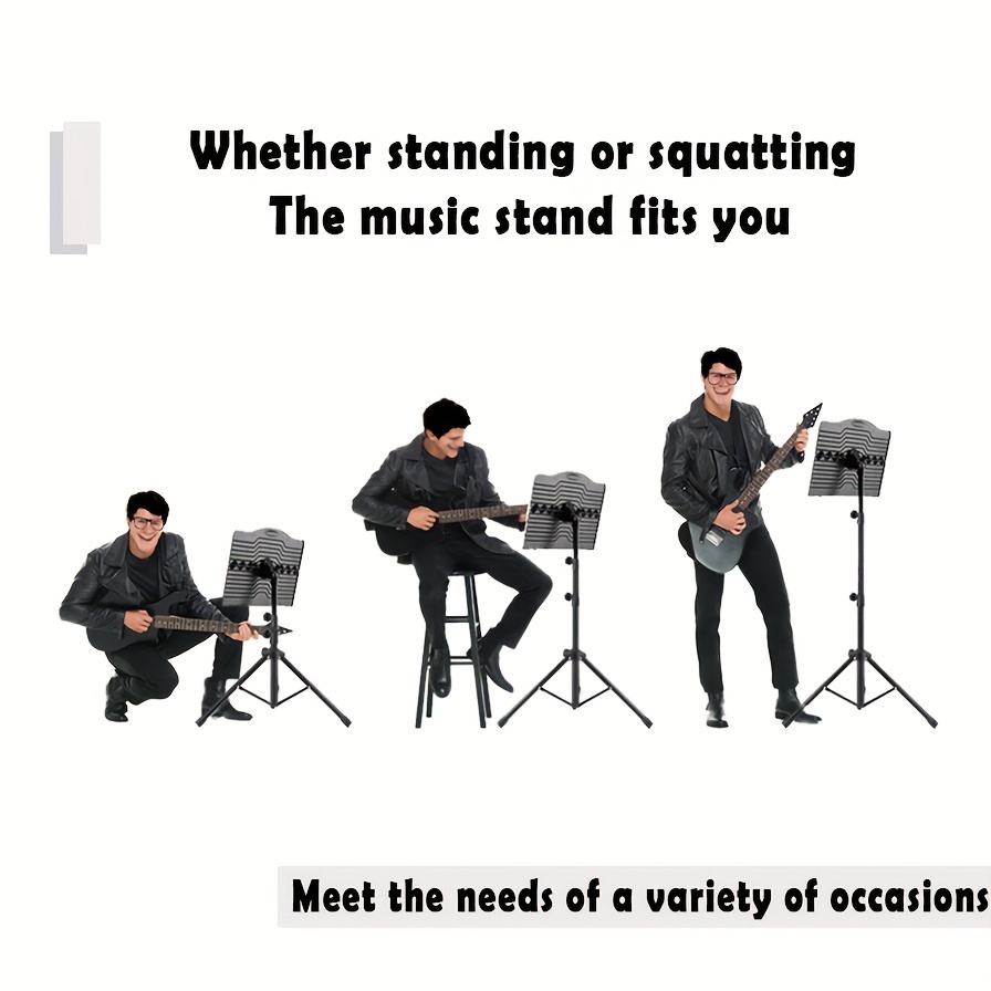 1pc alloy music stand with adjustable tripod base portable folding sheet music holder durable desktop music rack for performance band travel   music clamp carrying bag Product details 3