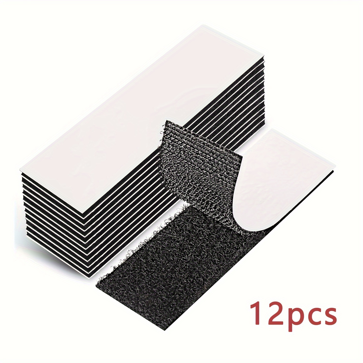 

12-piece Strong Adhesive Hook And Loop Tape, 1x4 Inches - Durable Nylon Double-sided Mounting Strips For Secure Fastening