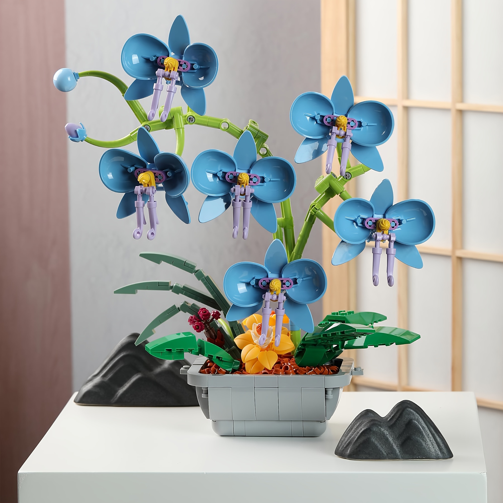 Blue Orchid Plant Decor Building Set For Adult Flower Botanical