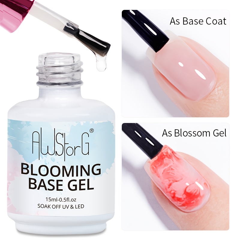 Image of Awstorg 15ml 2-in-1 /led Soak Off Gel Polish Base Coat & Blooming Marbling Paint Suitable For Nail Art, /led , Professional Salon & Diy Use, Suitable For Spreading