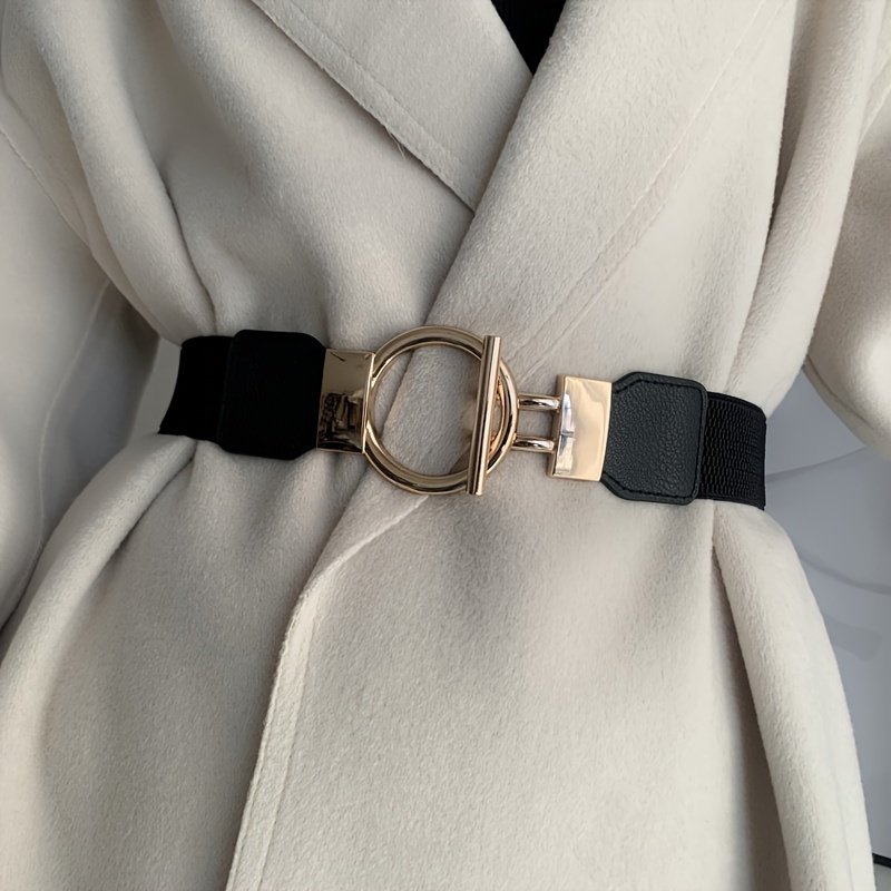 

1pc Wide Corset Belt Gold Buckle Nylon Belt For Women Beige Black Coat Dress Waist Belts Elastic Female Waistband