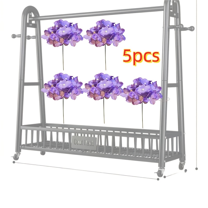 TEMU 5pcs Purple Artificial With Long Stems, 15.75-inch Full-size Flowers, Ideal For Holiday Decor, Weddings, Home Gardens, Valentine's Day, And As