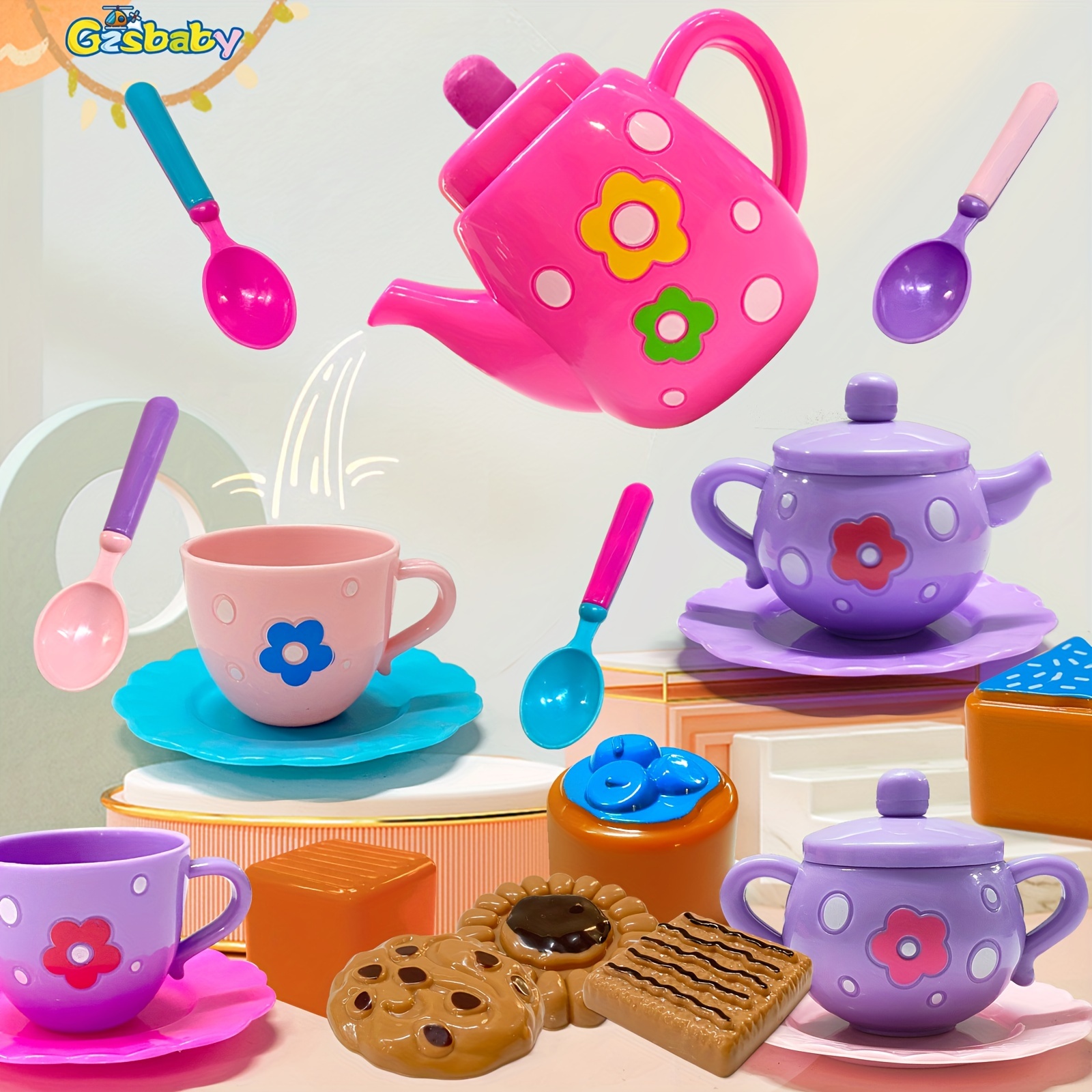 

Tea Set For Little Girls, Tea Party Set, Tea Set Including Kettle, Cookies, Kids Play Food, Tea Party Accessories Toy For Boys Girls, As , Chrismas Gift