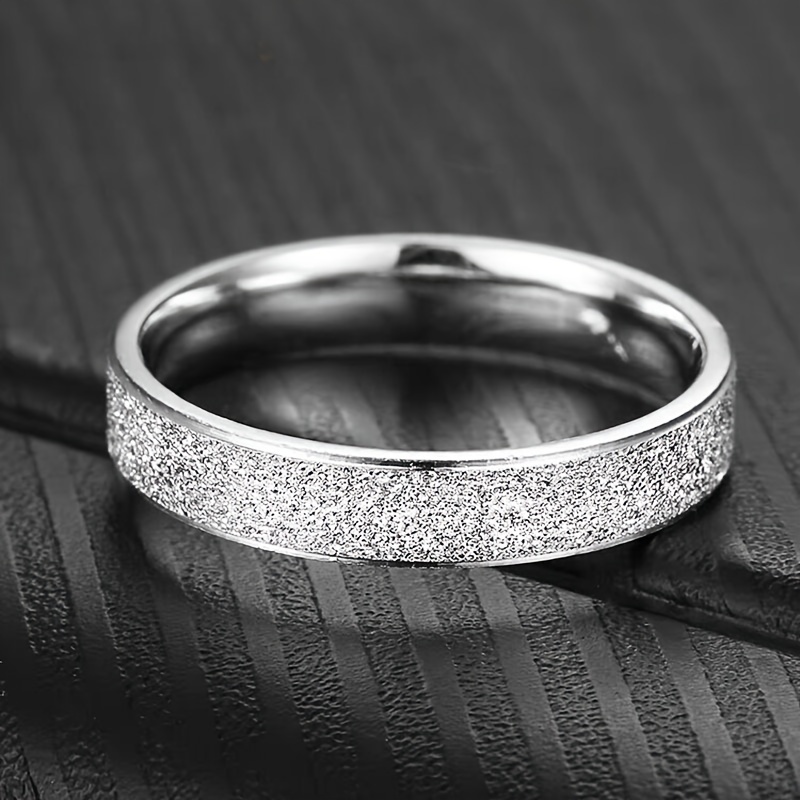 1pc Korean And Japanese Trendy Frosted Ring, Outdoor Washable And Non-fading 4mm Titanium Steel Ring, Women's Anniversary Gift Jewelry