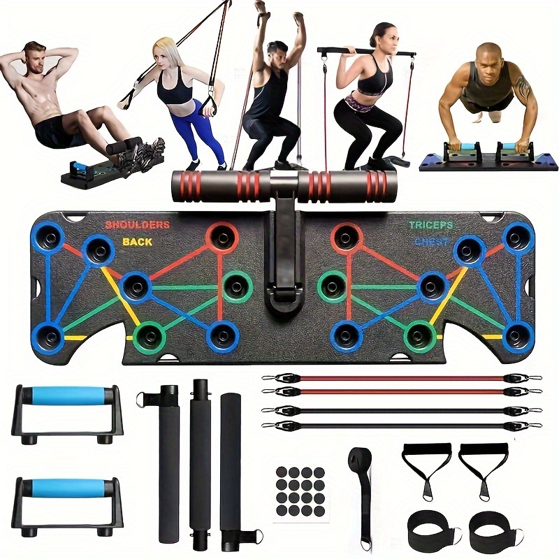 1pc Multifunctional Foldable Fitness Stand - Ergonomic, Chest & Abdominal Muscle Training, Upper Limb Strengthening with Elastic Rope, Ideal for Home Fitness & Gift for Enthusiasts