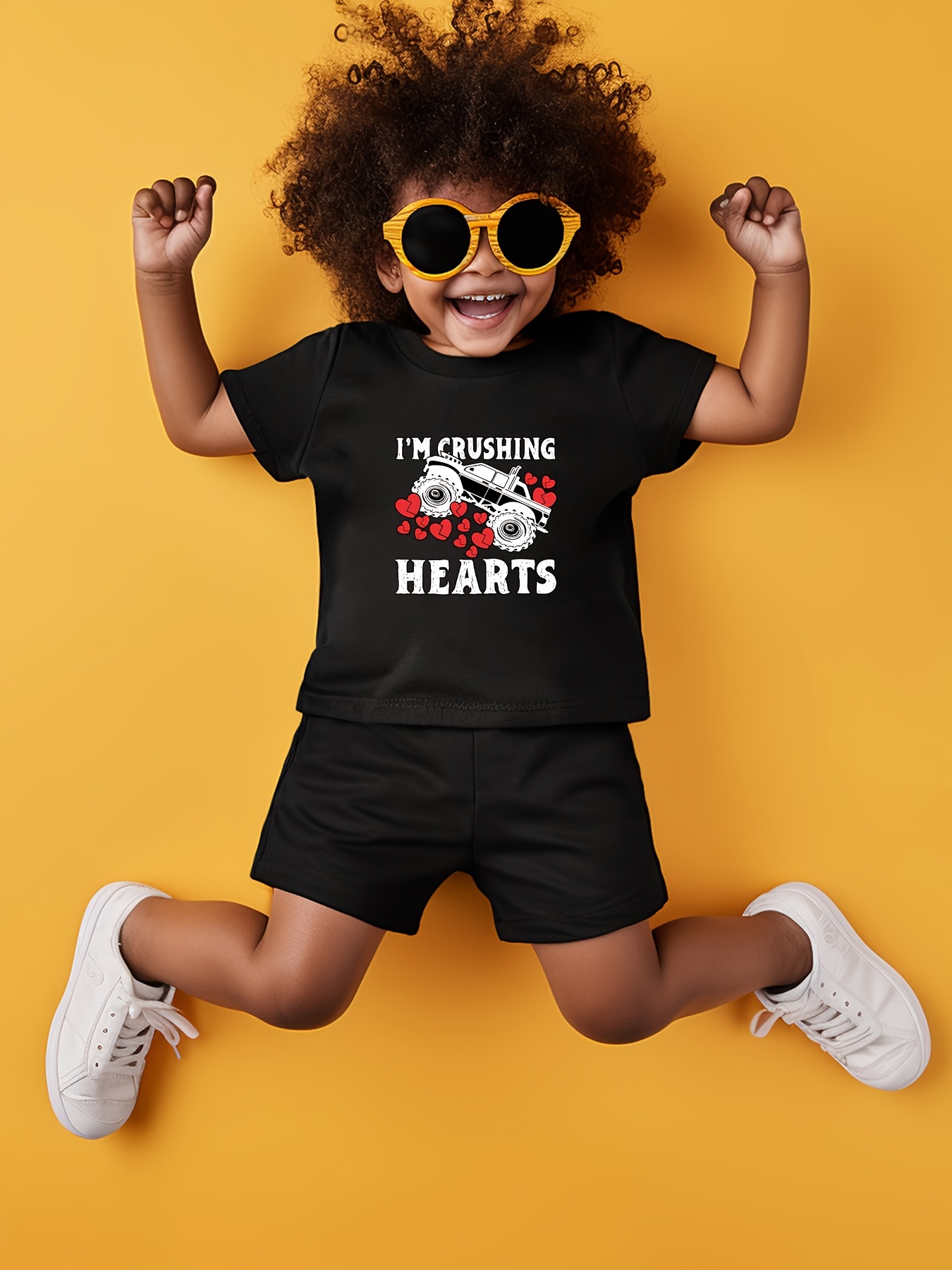 Valentine's Day Car 'm Crushing Hearts Letter Graphic Print Temu