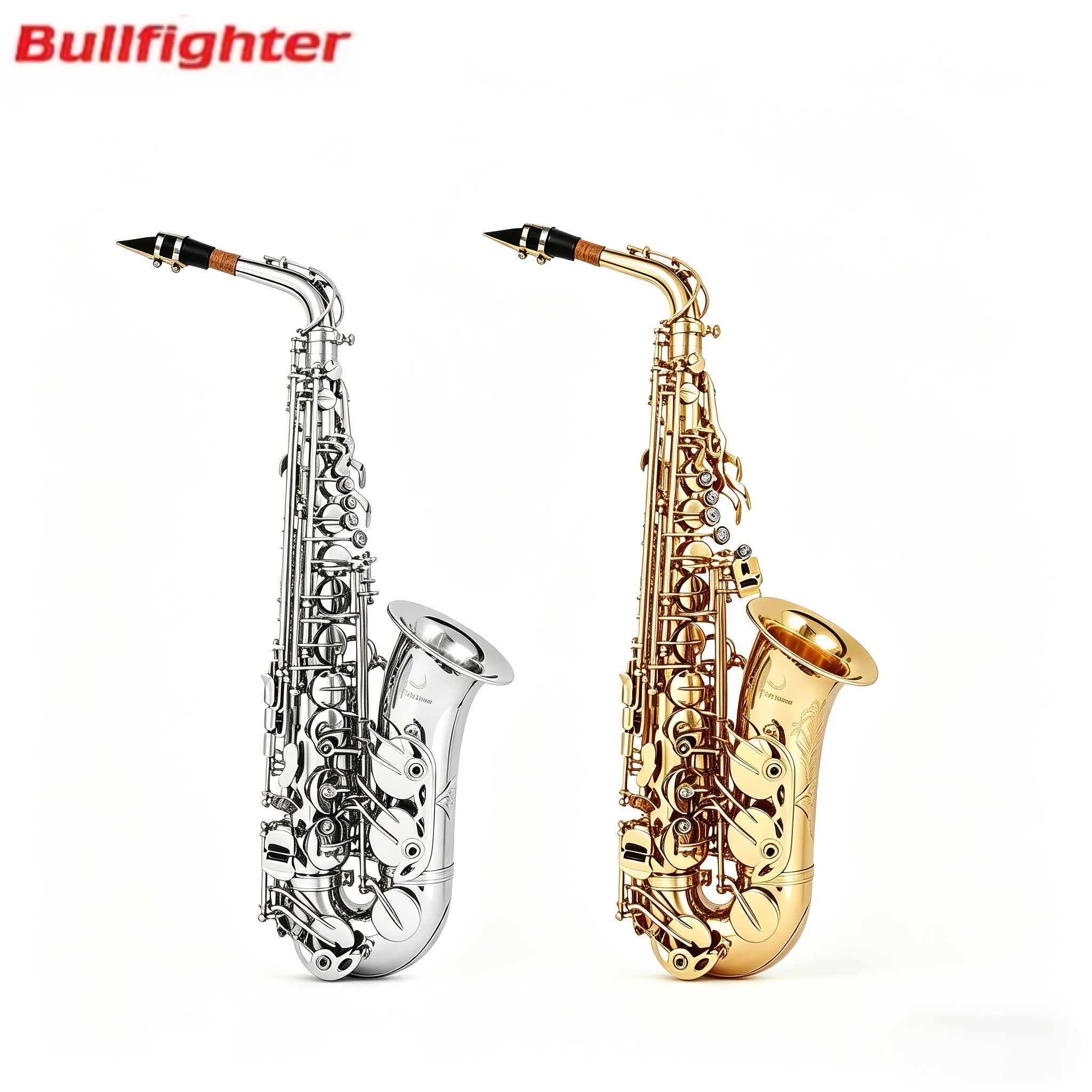 Bullfighter Eb Alto Saxophone, Double Rib Key, Brass Engraved Body, for Beginners, Students, Adults, Grade Examination & Professional Performance, Saxophone Instrument Set