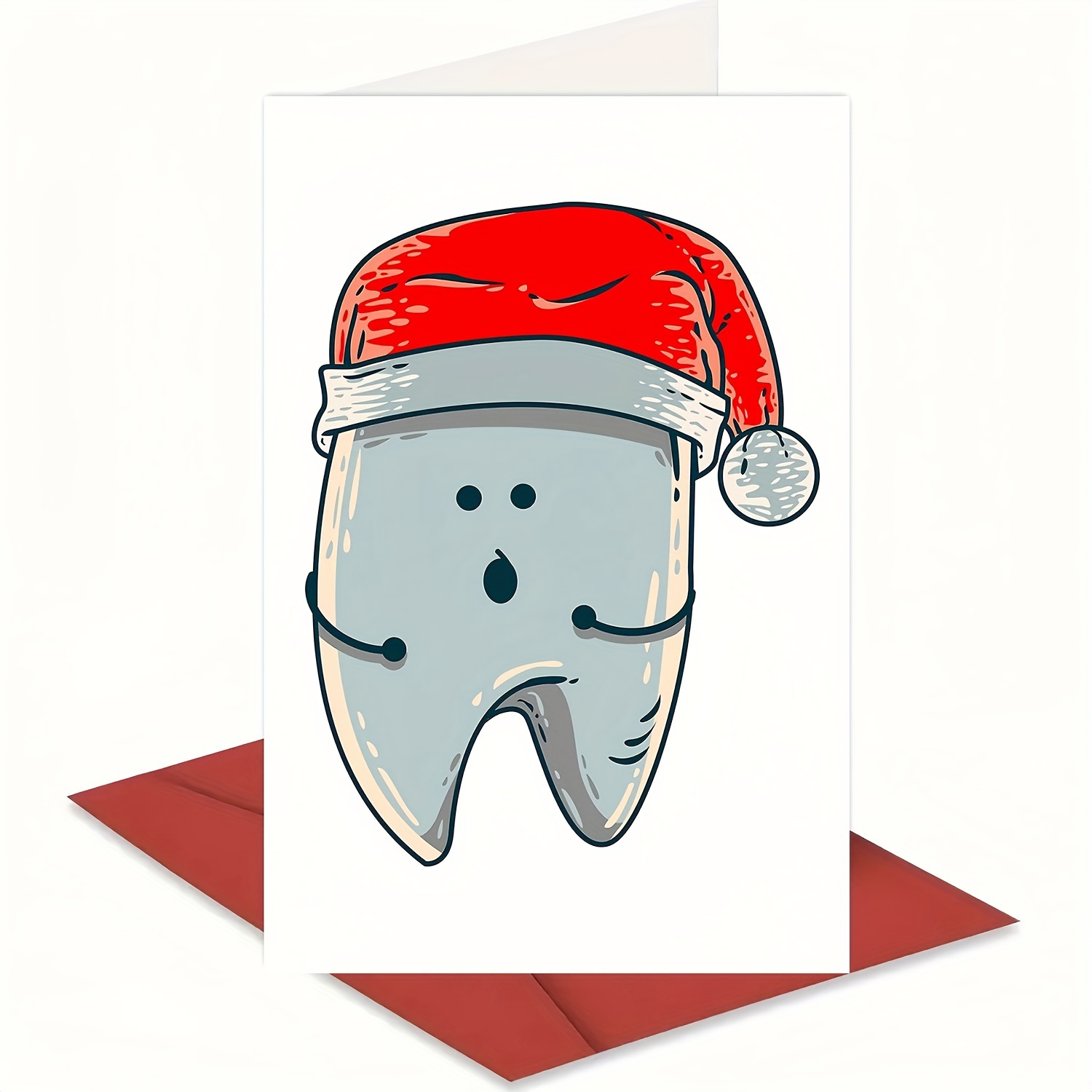 

Festive Christmas Dental Santa Hat Greeting Note, Humorous Dentist , Paper-based, Envelope Included, Ideal For Family, Friends, Colleagues, - For Any Recipient